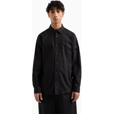 Giorgio Armani Риза с дълъг ръкав Armani Exchange Men's Long Sleeve Patterned Shirt - Black FC041