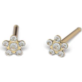 STUDEX Златисти обеци за бебе с дизайн на маргаритка и кристали STUDEX 3mm