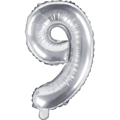 Balón foliový číslice STŘÍBRNÁ 35 cm 9 nelze plnit heliem