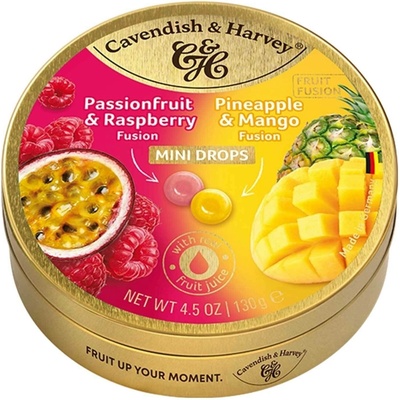 Cavendish & Harvey Mini Drops s příchutí passionfruit, malin, ananasu a manga 130 g