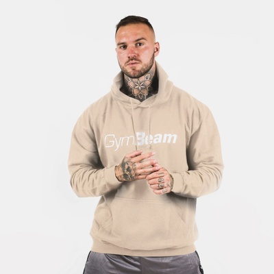 GymBeam Mikina PRO Hoodie Sand písková bílá – Zboží Mobilmania