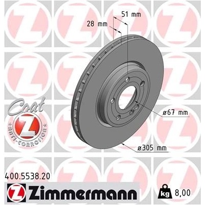 Brzdový kotúč ZIMMERMANN 400.5538.20 (400553820)