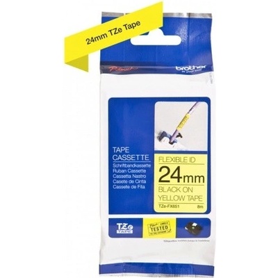 Brother TZe-FX651, černý tisk na žluté, šířka 24 mm, TZEFX651