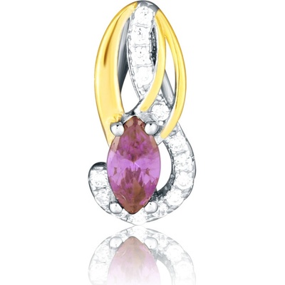 JVD Dámský pozlacený stříbrný přívěsek se zirkony a ametysty SVLP0817SH2GF00