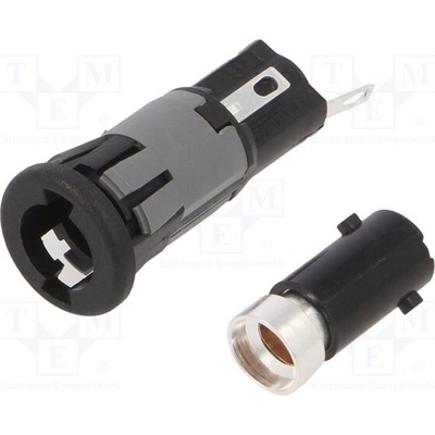 BULGIN FX0367/2 Zásuvka; 5x20mm; 250V; na panel; černá; UL94V-0; Výv: pájecí
