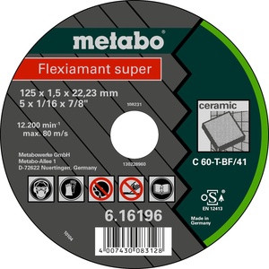 Metabo Диск за рязане - камък-FLEXISUPER 125x1.0x22.2 616196000 (616196000)