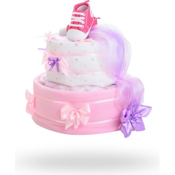 Plenkovky Dvoupatrový plenkový dort pro dívky bílo růžový