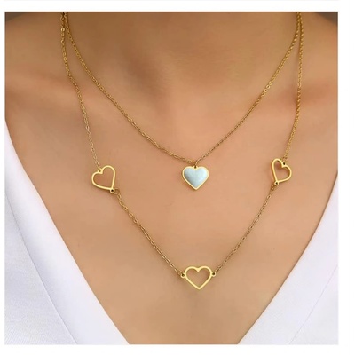 Meganflo Медальон златна стомана - Сърца