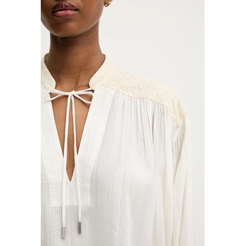 BOSS Orange Памучна блуза BOSS Orange дамска в бежово с апликация 50546176 (50546176)