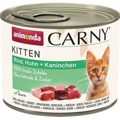 Carny Kitten hovězí kuřecí a králičí 12 x 200 g