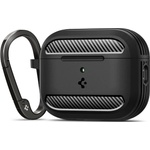 Spigen Силиконов удароустойчив кейс с карабинер за Apple AirPods Pro 3 - Spigen Rugged Armor Case (черен) (ACS09822)