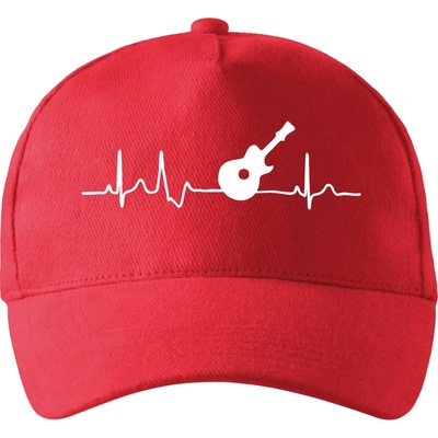 EKG akustická gitara so zahnutým šiltom a látkovou sponou Červená