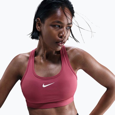 Nike Спортен сутиен Nike Swoosh Medium Support sweet beet/white