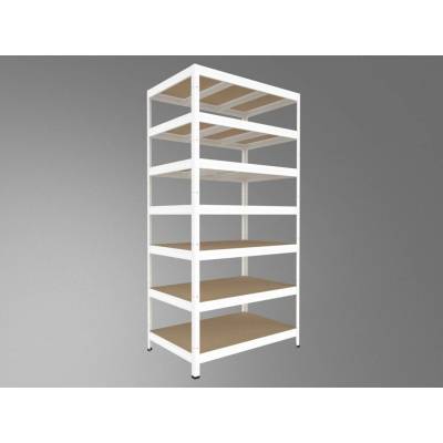 Biedrax Regál na šanony 35 x 120 x 270 cm, bílý, 7 polic MDF, nosnost 200 kg na polici