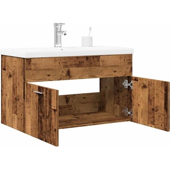 vidaXL Комплект мебели за баня от 2 части старо дърво инженерно дърво (3328583)
