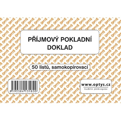 Optys 1318 Příjmový pokladní doklad A6 samopropisovací 50 listů – Zboží Dáma