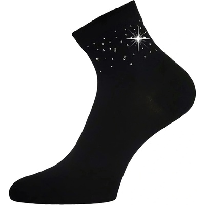 Lonka ponožky dámské elegantní FLITANA 03 s kamínky 3 páry ČERNÉ
