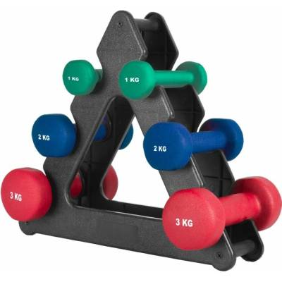 Gorilla Sports Sada fitness činiek 12 kg s neoprénom a stojanom