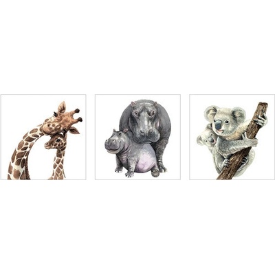Obraz na plátne set 3ks Animal Love 25x25 cm