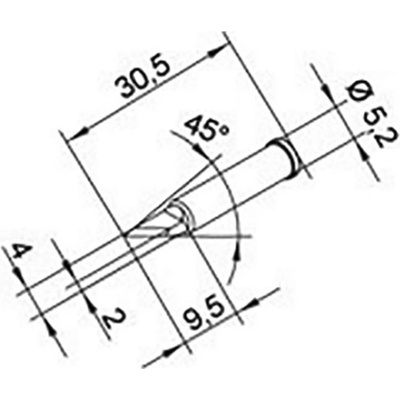 Ersa 0102BDLF20 pájecí hrot Nožový, rovný Velikost hrotů 2 mm Délka hrotů 30.5 mm Obsah 1 ks