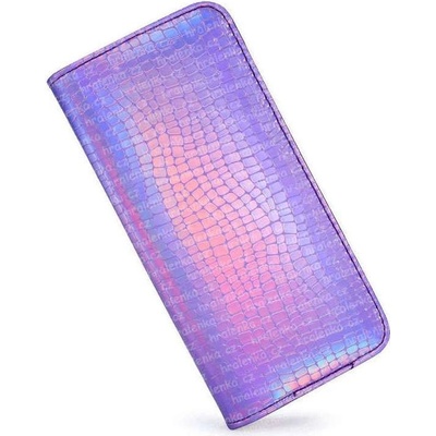 Luxusní holograf peněženka na zip vzor růžovofialková