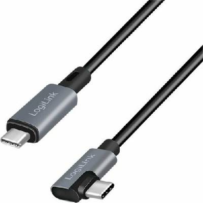 LogiLink CU0184 USB 2.0 Type-C C/M úhlový na USB-C/M E-mark PD 3m černý
