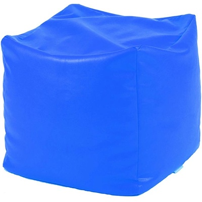 PUFRELAX Пуф, Табуретка Куб - Albastru, Еко кожа, Пълнеж от полистиролни перли (PUF-G-C-ML-AB)