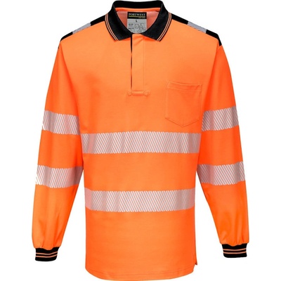 Portwest polokošile PW3 Hi-Vis L/S T184 dlouhý rukáv reflexní Oranžová/čierna 4XL