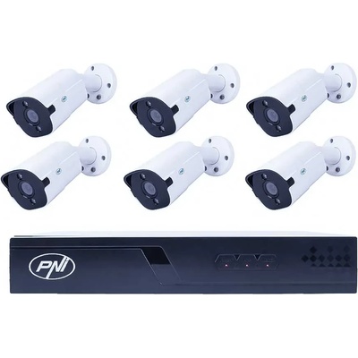 PNI House IP716 16-Канален PoE NVR Комплект с 6x 8MP Камери и Кабели (PNI-IP716-6I8)