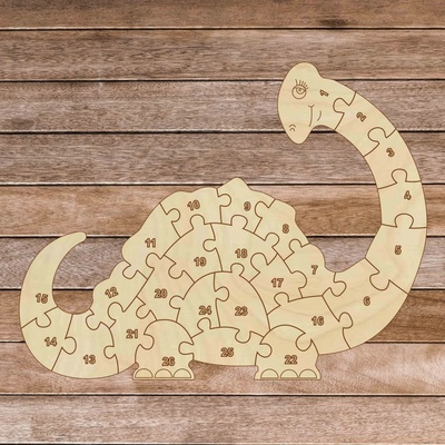 Sentop H023 Detské drevené puzzle - Dinosaurus a čísla 26 dielikov 25 x 20 cm 4147-63791 H023