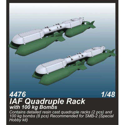 CMK Mirage IAF Quadruple Rack with 100 kg Bombs 2 pcs. / for SMB-2 Sa´ar and III kits 1:48