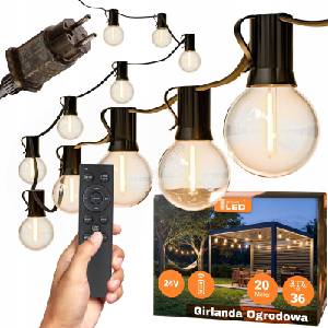 SmartLED LED димируема външна декоративна гирлянда 36xE12/1W/24/230V 22, 35 m IP65 черна + дистанционно управление (SD0130)