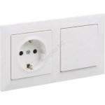 Legrand - Еднополюсен ключ № 1 и битов контакт SCHUKO с рамка SUNO 250V бял (LR0086D)