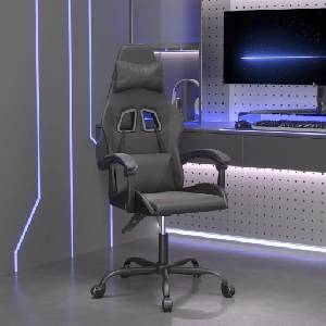 vidaXL Гейминг стол, черен, изкуствена кожа (3143850)