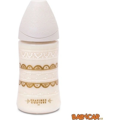 Suavinex Haute Couture láhev silikonová savička premium Bílá 270 ml