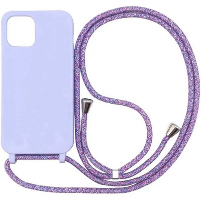 SES Gumové ochranné so šnúrkou na krk Apple iPhone 11 - fialové