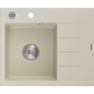 Mexen Ben гранитна мивка с едно отделение с отцедник, лява 600 x 500 mm, бежова, (6522605000-69)