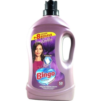 Течен перилен препарат Bingo Кератин светло лилав, предназначен за всички цветове дрехи