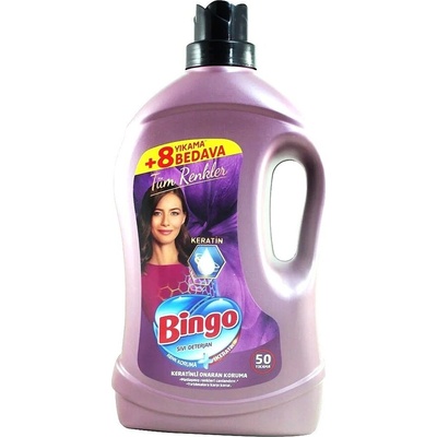 Течен перилен препарат Bingo Кератин светло лилав, предназначен за всички цветове дрехи