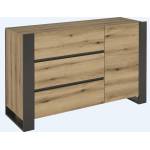 Bogdan Furniture Europe Шкаф Мебели Богдан Combo KOM1D3S-E20, Сив графит и Крайбрежен дъб Евок