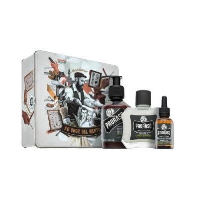 Proraso Cypress And Vetiver подаръчен комплект Metal Box Beard Care 200 ml + 100 ml + 30 ml