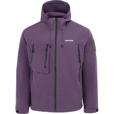 Firetrap Men's Windproof Hooded Long Sleeve Windbreaker - Purple
