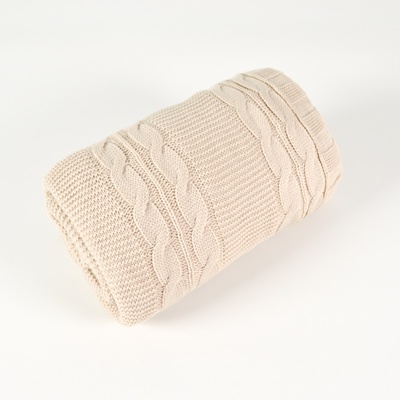Takoy Pletená deka vzor 1 béžová-HT-00380 | 130 x 170 cm