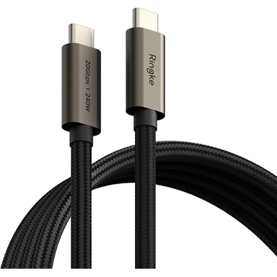 Ringke USB-C to USB-C Data Cable 240W - кабел с бързо зареждане за устройства с USB-C порт (200 см) (черен)