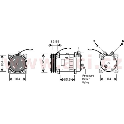 kompresor klimatizace univerzální SANDEN SD7H15 - 8062 řemenice 132 mm A2 12V vertikální o-kroužek
