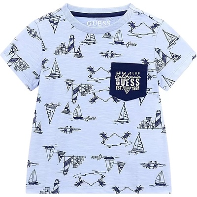 GUESS Тениска в светло синьо с морски мотиви за мини момче Guess