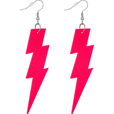 Neonové náušnice blesk retro párty 80.léta disco růžové