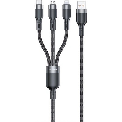 Awei CL-975 кабел за данни 3в1 USB - Type-C/молния/микроUSB, 120 см, ЧЕРЕН (CL-975)
