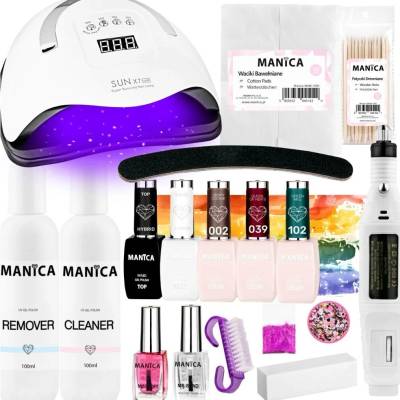 Sada pro hybridní manikúru Manica s LED/UV lampou 180W, 10 doplňků