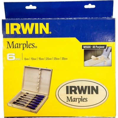 IRWIN 6-dílná sada plochých dlát MS500 - 6, 10, 15, 20, 25, 35 mm v dřevěné kazetě 10503541